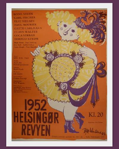 Få Helsingør Revyen 1952. Illustreret af Bjørn Wiinblad. WIINBLAD, BJØRN POSTERS) | Bøger & Kuriosa
